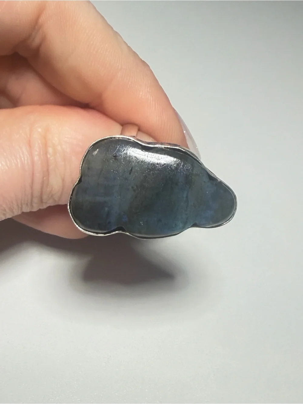 Labradorite Cloud Ring | Electric Blue Flash | Adjustable | 925 Stamped